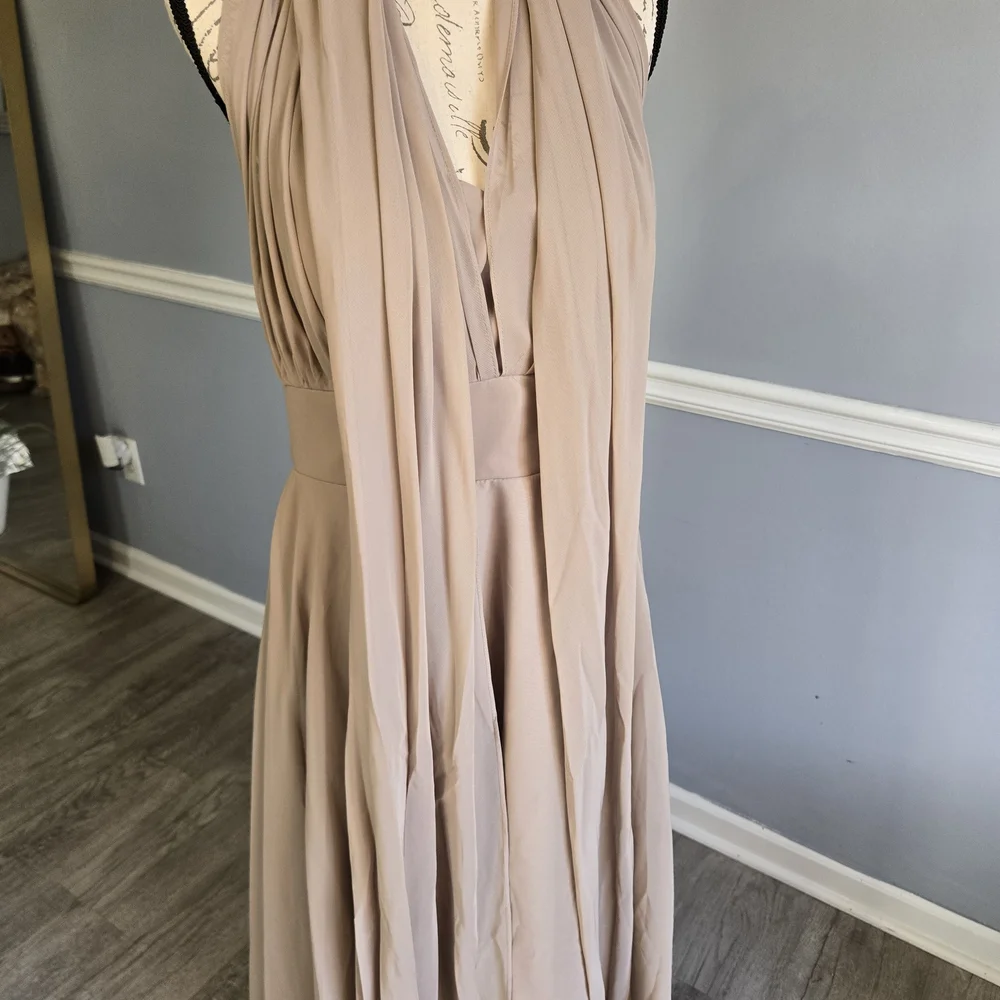 Elegant Tan Halter Dress - Picture 8 of 9